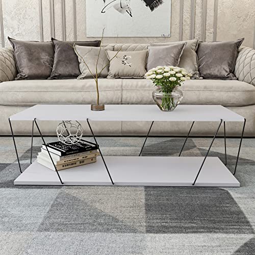 WELL HOME MOBILIARIO & DECORACIÓN Mesa Auxiliar, 100% Płyta wiórowa powlekana melaminą, Kolor Biały Czarny