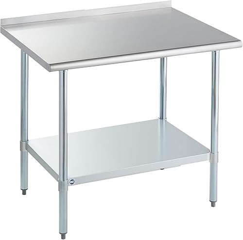 Vista 67 de Rockpoint - Mesa de acero inoxidable para preparación y trabajo con protector contra salpicaduras, 24 x 36 pulgadas; para cocina comercial, metal
