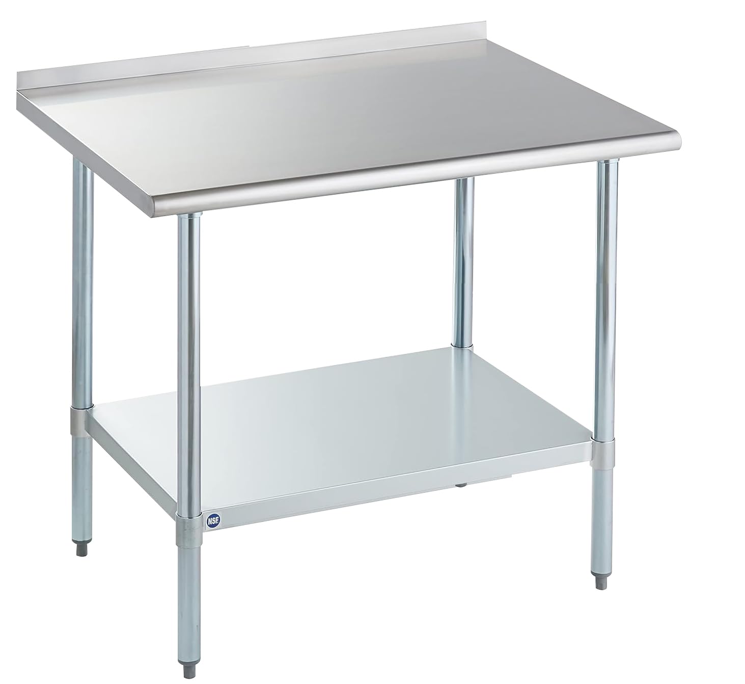 ROCKPOINT Stainless Steel Prep &amp; Work with Backsplash 30x36 Inches, NSF Commercial Heavy Duty Table with Undershelf for Kitchen, Home and Hotel