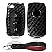 Kwak's Custodia protettiva per chiave auto, in modello di carbonio, Compatibile con Volkswagen Sagitar Lavida Golf 6 Polo Tiguan Passat Flip Car Key con portachiavi