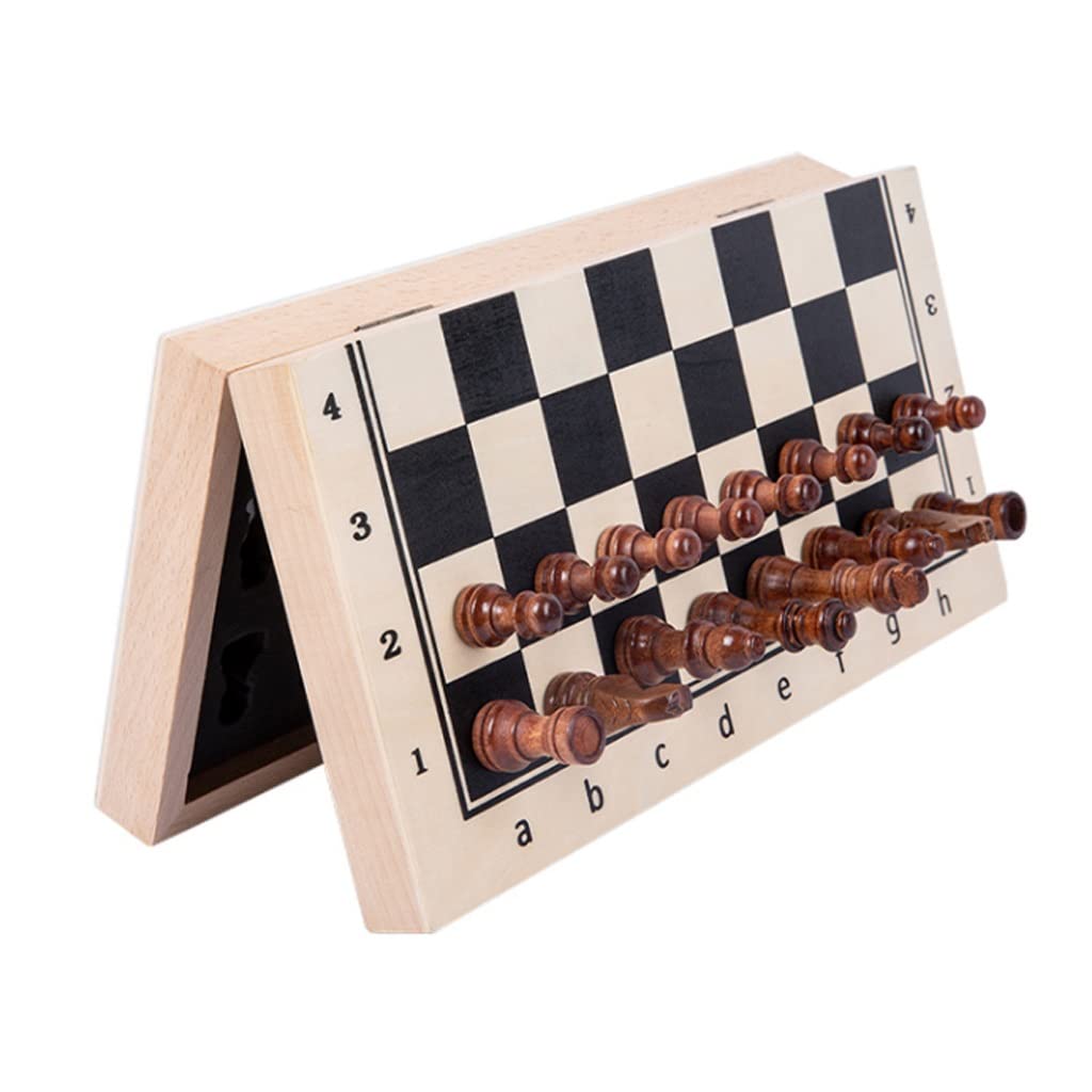 ZAW Schach Magnetische Schachfiguren Klappschachtbrett, High-End-gefertigtes Schach-Set Holzaufbewahrungsbox, Geschenk for Schachliebhaber und Erwachsene Chess (Größe : 29CM)