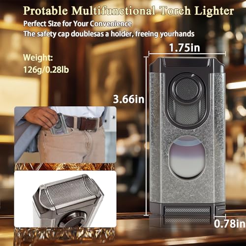 Encendedor Antorcha 5 en 1 Metal Plateado Recargable miniatura 6