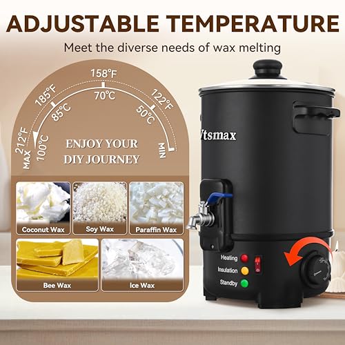 Vtsmax 12Lbs Wax Melter for Candle Making Pot with Temp Control and No-Clog Pour Spout, Easy to Use & Clean for Candle, Soap, Home & Commercial Use - Image 4