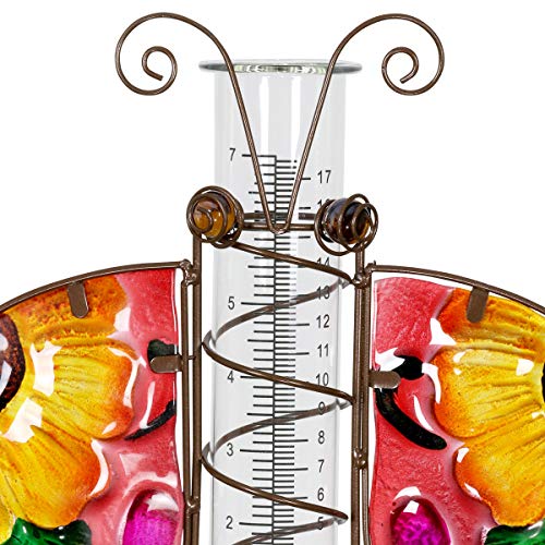 Exhart Red Ladybug Rain Gauge Garden Stake, Durable Glass/Metal, Cute Outdoor Garden Decor, 13"X35" #TOP4