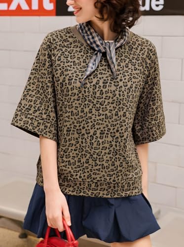 Image of Tankaneo Womens Oversized Half Sleeve T-Shirts Crew Neck Boxy Basic Tees Tops Summer Casual Loose Fit Tunic Shirts