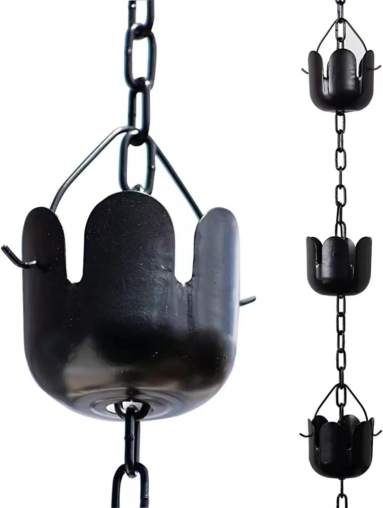 夢の行 レインチェーン チューリップの桶12個 ブラック260cm雨どい部品雨樋 Amazon | 夢の行 レインチェーン チューリップの桶 12個 ブラック