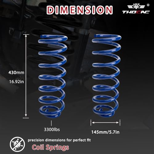 Image of Rear Heavy Duty Coil Springs for Ram 1500 2009-2018 2wd 4wd, 85% Extra Load Capacity (1500 lbs), Maintains Factory Ride Height, For Truck Towing,Blue
