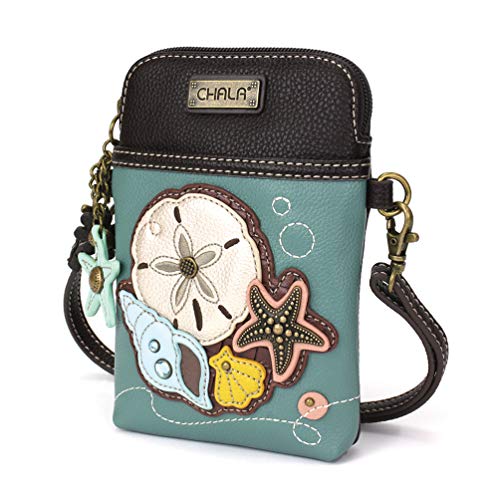 Image of CHALA Ocean Collection Cell Phone Crossbody Purse-Women PU Leather /Canvas Multicolor Handbag with Adjustable Strap