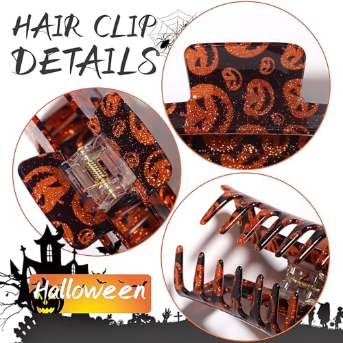 Halloween Hair Clips Square Hair Claw Clips for Thick Thin Hair Pumpkin Ghost Design Medium Claw Clips Strong Hold & Non-Slip Hair Styling Accessories for Women Girls Halloween Party Gifts 1PCS - Image 4