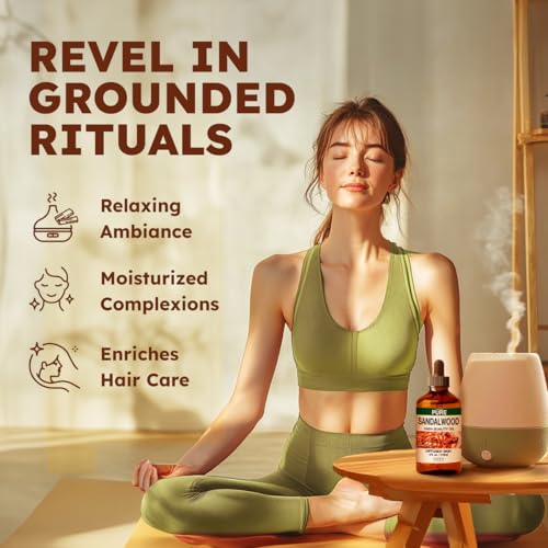 Image of Sandalwood Essential Oils for Diffuser & Rosemary Oil for Hair Set - Aromatherapy Grade Essential Oils Set - 2x4 fl oz - Kukka
