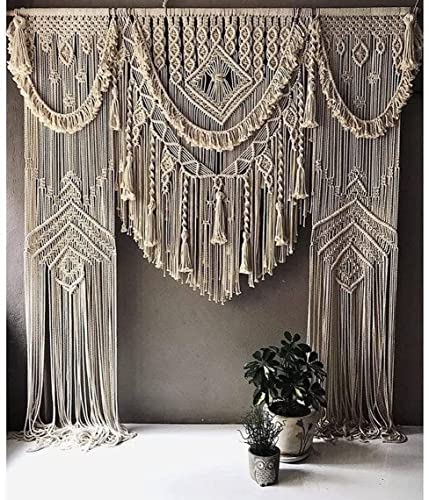 Craftdesignindia Sale Bohemian Macrame Wedding Backdrop Decor Boho Macrame Wall Hanging Boho Macrame Tapestry Macrame Curtain & Macrame Arch (75" X 85", Natural) #TOP19