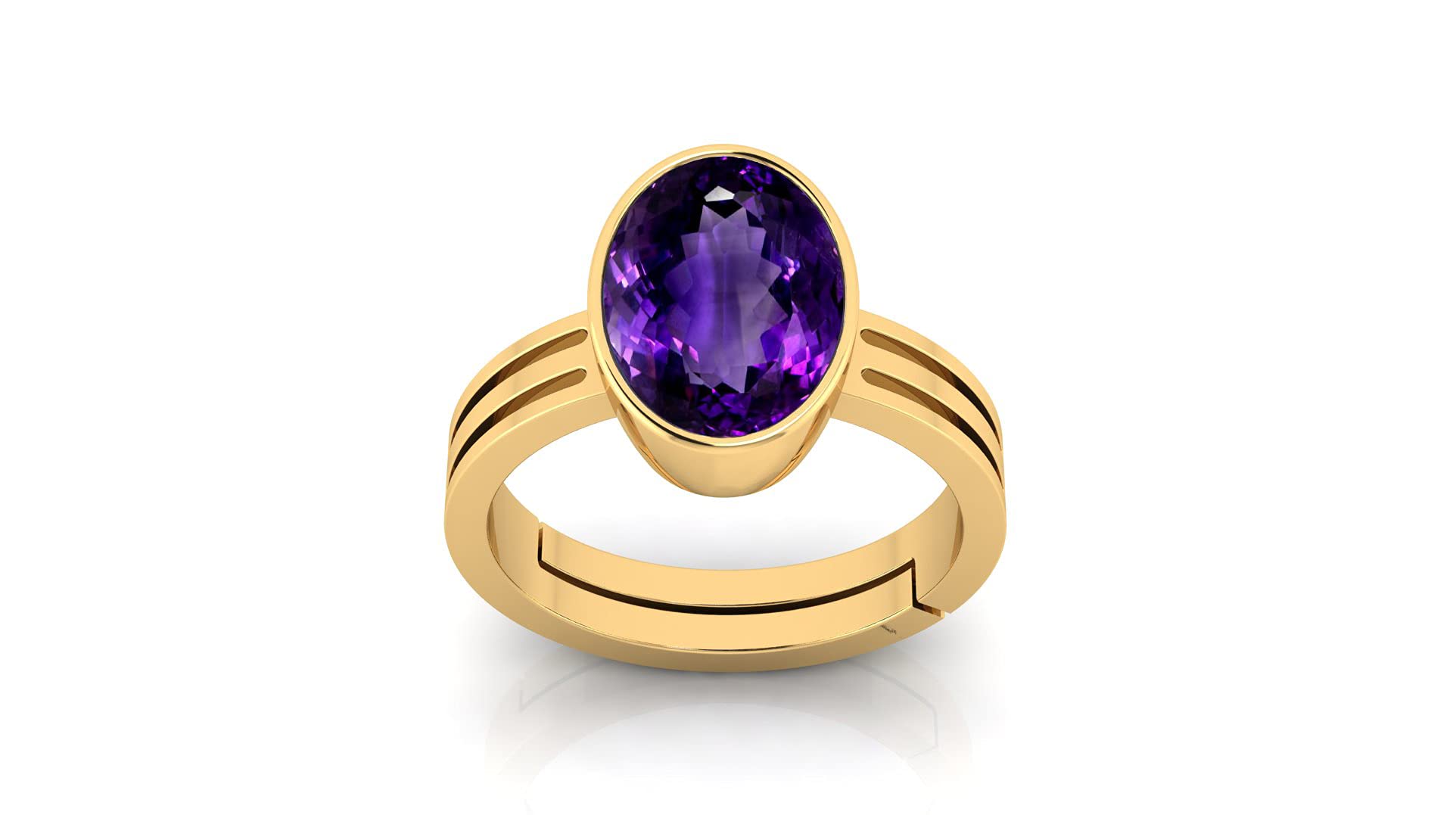 12.25 Ratti Amethyst Purple Crystal Stone Gold Plated Adjustable Ring for Unheated Untreatet for Men and Women by Lab Certified (ADG19)-image-18