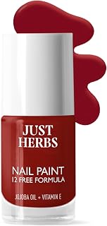 Just Herbs Nail Polish 12 Chemical Free Formula Quick Dry, Glossy Finish and Long Lasting Nail Paints (Burgundy Beauty) Price In India