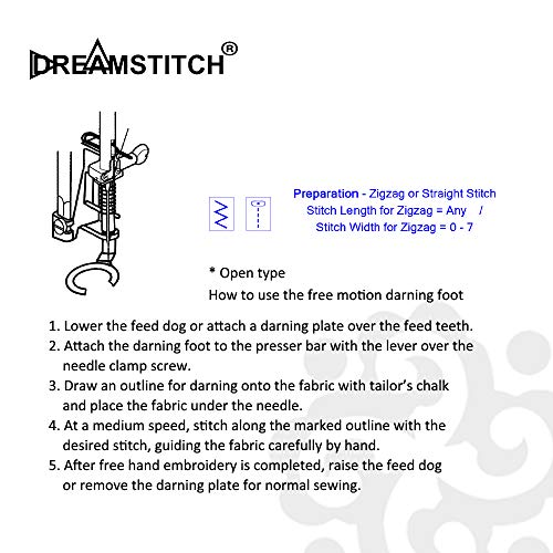 DREAMSTITCH P60432 Pie Prensatelas Darned Low Shank abierto miniatura 3