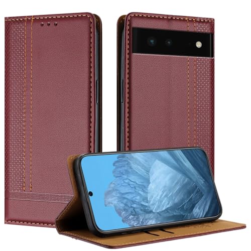 Protection Pixel 6 étui portefeuille cuir PU avec coque interne TPU fine béquille