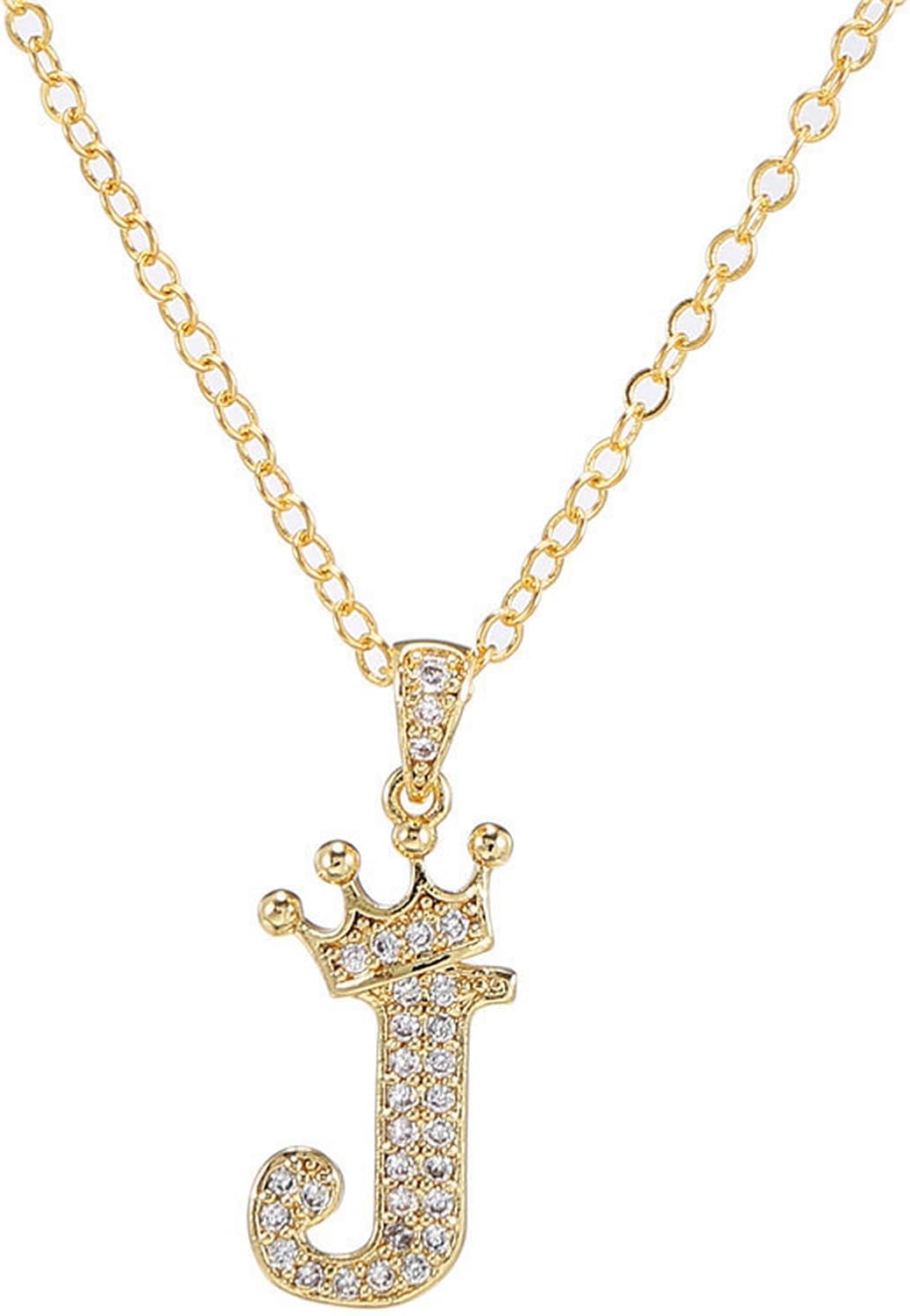 Collar con dije de letra A a la Z, colgante de letra de corona, collar de cadena con iniciales encantadoras, collar con letras de cristal incrustadas