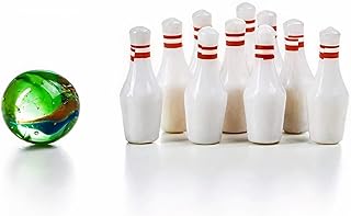 Kicko Miniature Bowling Game Set - 11 pieces 1.5 Inch Deluxe - for Kids, Playing, Party Favors, Fun, Boys, Girls, Bowlers Etc.