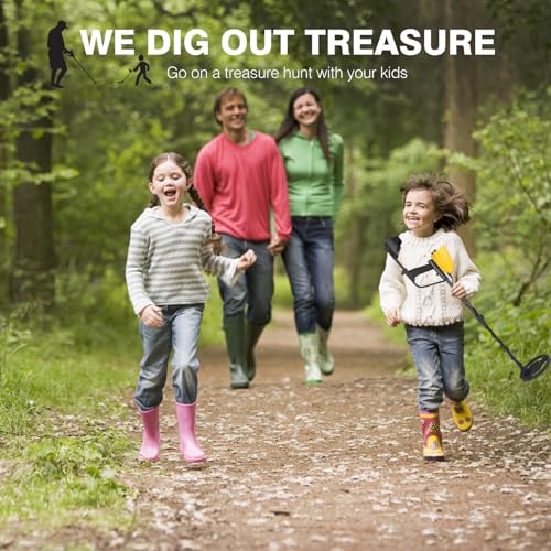 Wedigout Metal Detector for Adults & Kids, Lightweight Childrens Metal Detector, Waterproof Adjustable 30" to 42" Gold Detector for Beach Backyard Search for Treasure (Yellow)