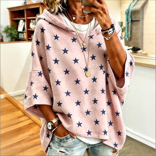 Womens Oversized Sweatshirt Half Sleeve Cozy Batwing Sleeve Sweet Pullover - image 3