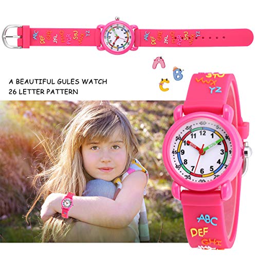 Image of Jewtme Cute Toddler Children Kids Watches Ages 3-8 Analog Time Teacher 3D Silicone Band Cartoon Watch for Little Girls Boys