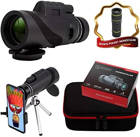 Monocular by Strong Impact, Monocular Compact Scope, High Power monocular Telescope, Zoom Monocular for Adults. 12x Magnification Zoom Lens, High Definition with Multi-Coated Lens, Carrying case