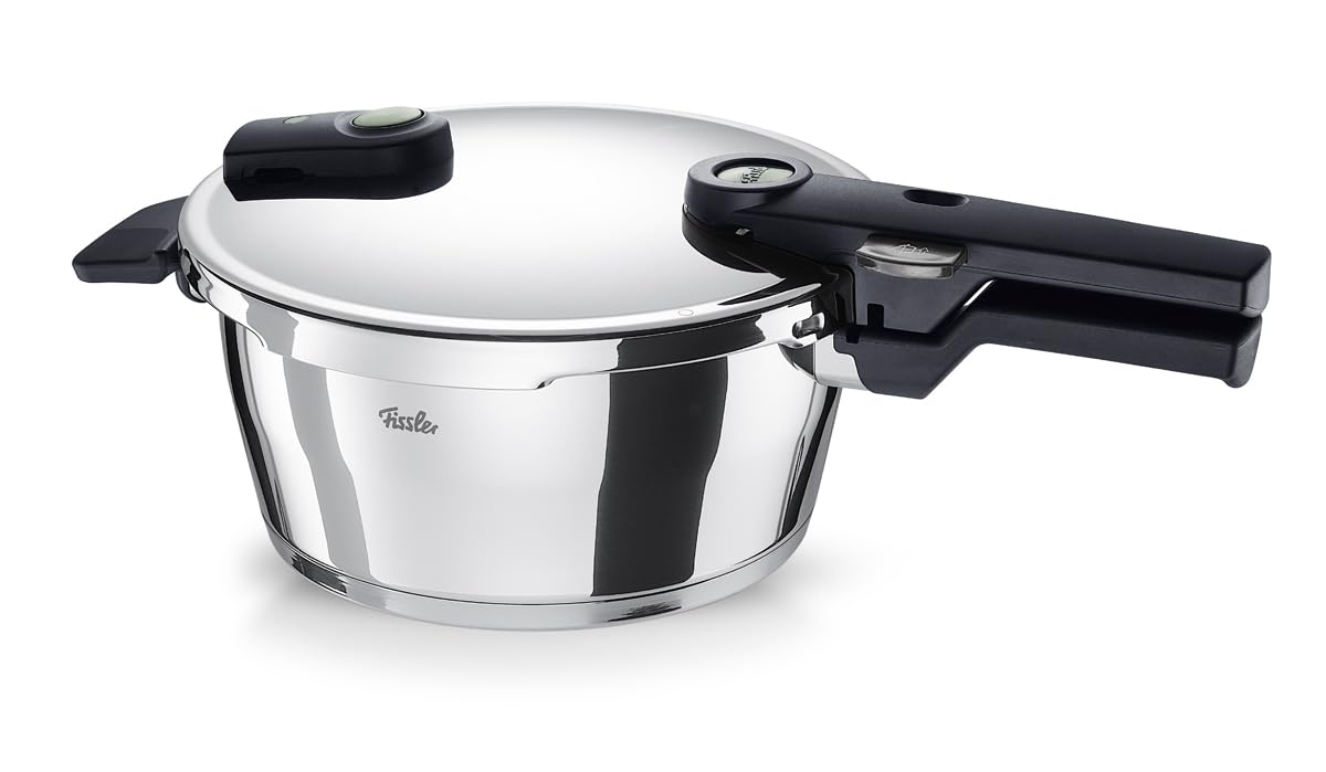 Fissler Vitaquick® Elemental - Olla a presión de 3,5 L (diámetro de 22 cm), color verde salvia – Fabricada en Alemania, compacta, 2 niveles de cocción, base supertérmica, inducción