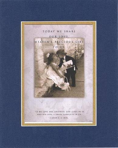 Today we share our love 8 x 10 Inches Biblical/Religious Verses set in Double Beveled Matting (Blue On Gold) - A Timeless and Priceless Poetry Keepsake Collection