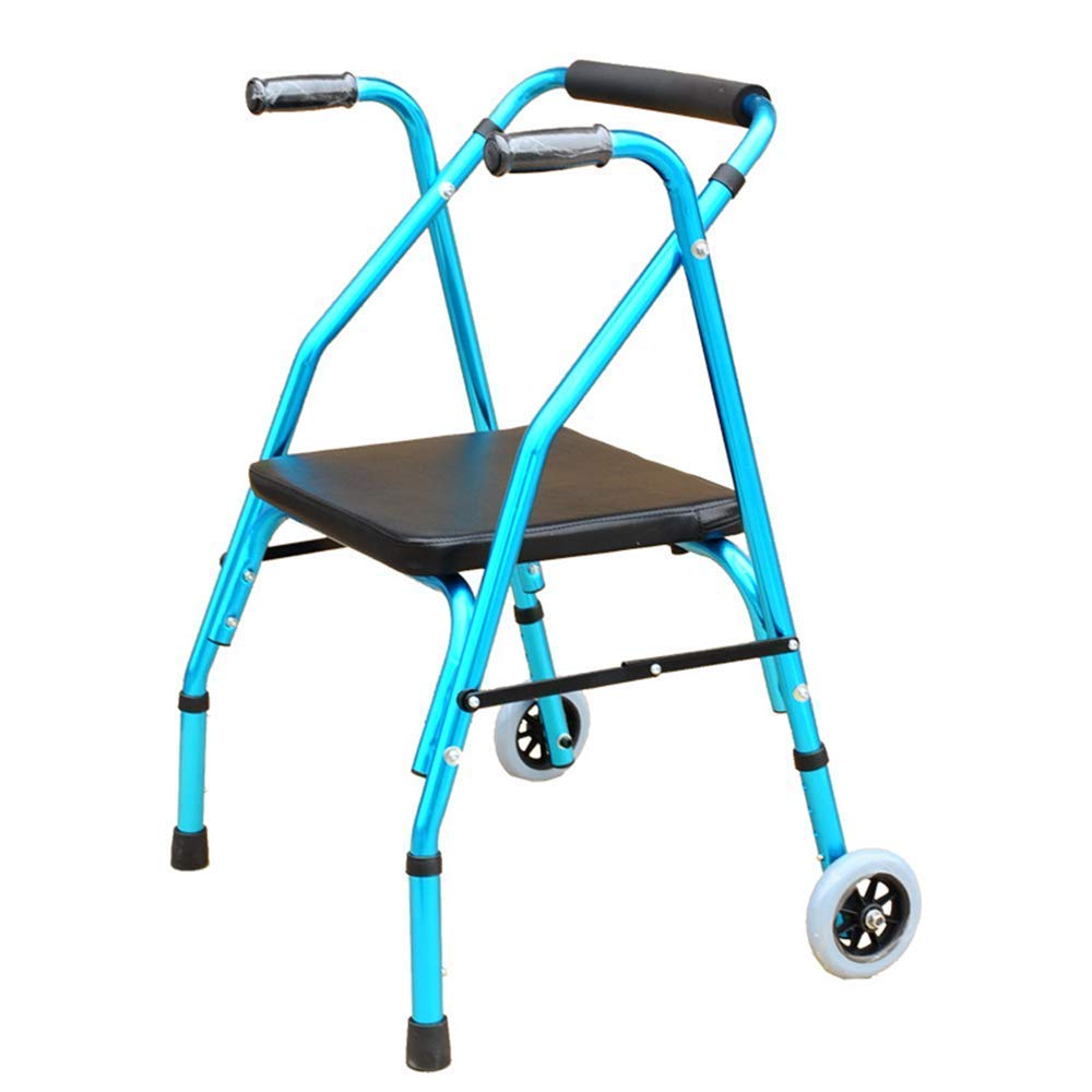 Deambulatore elettrico per sedia a rotelle pieghevole in alluminio leggero con ruote da 6 pollici, sedile e braccioli regolabili, blu