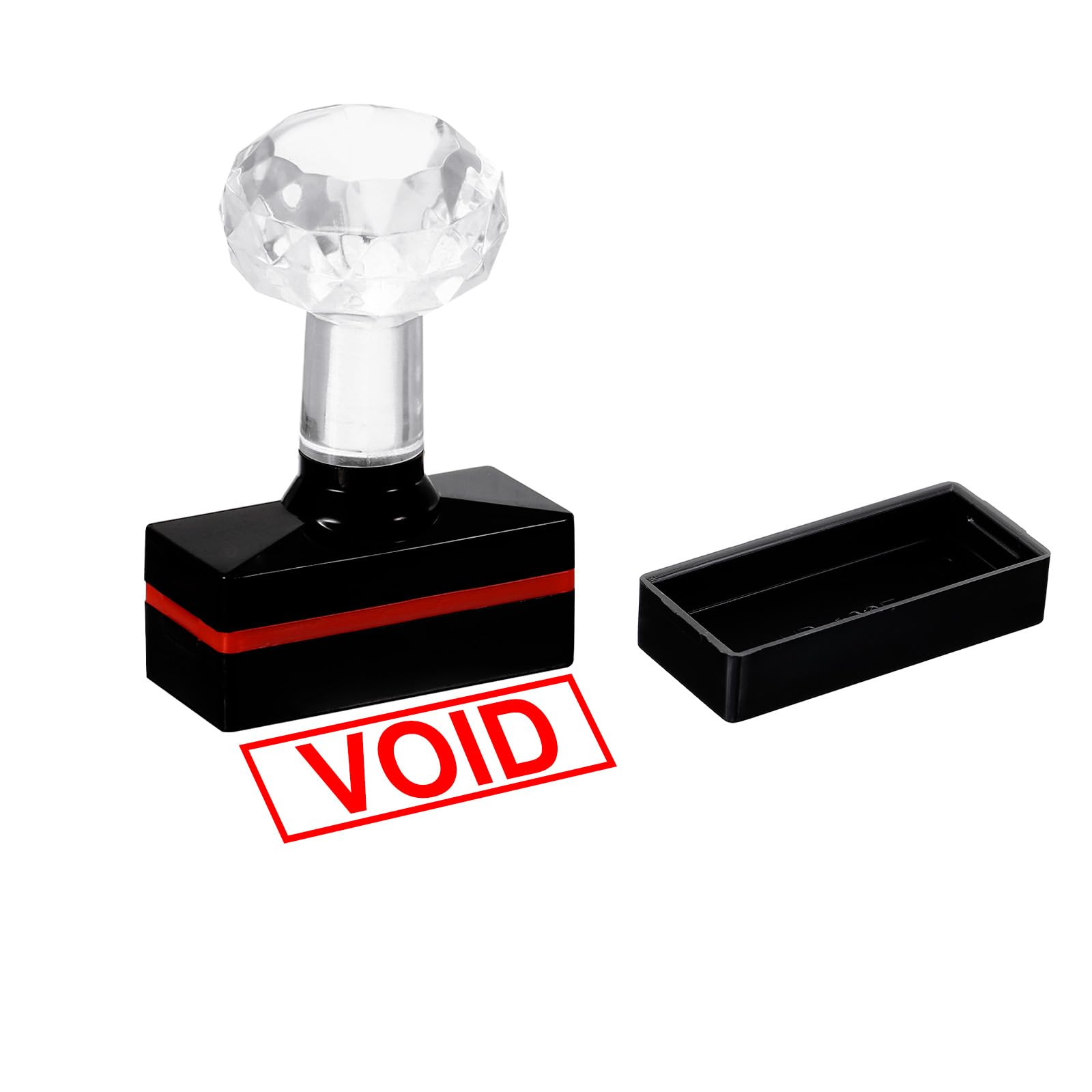 PATIKIL Void Stamp Self Inking, Red Ink Office Stamps Pre Inked Message Stamp Refillable Business Stamp, Black