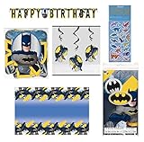 Batman Birthday Party Supplies Decoration Bundle includes Birthday Banner, Table Cover, Hanging...