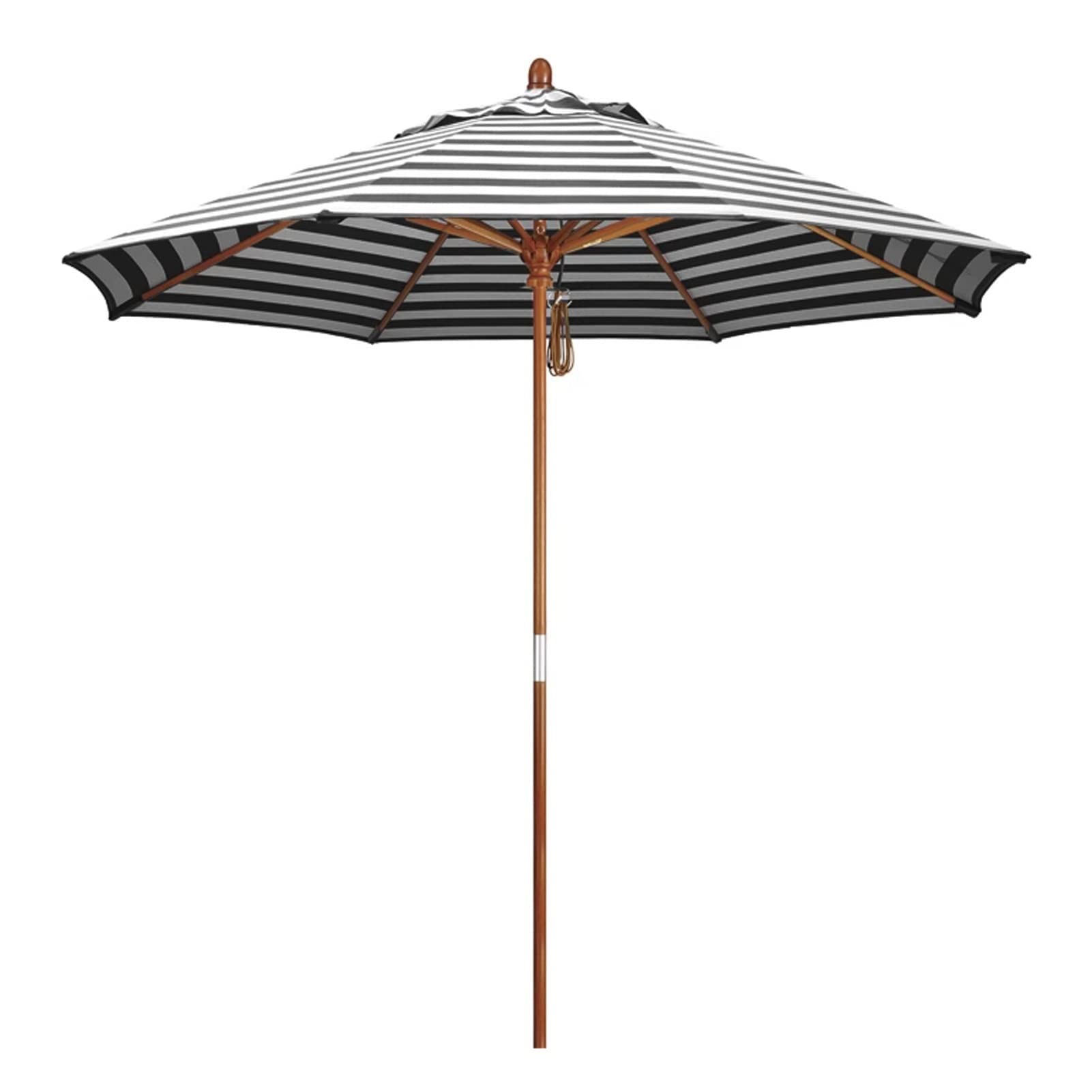2,7m Drewniany parasol ogrodowy, 8 żeber na zewnątrz Patio Beach Sun Shade Canopy, Parasol w pasie z systemem koła pasowego do basenu, tarasu, patio i balkonu