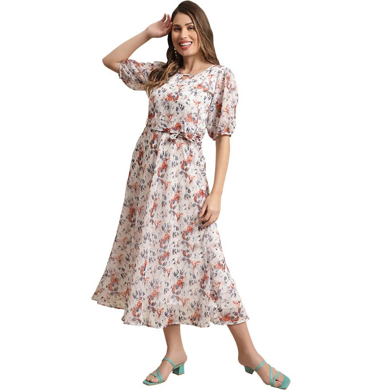 PreneumWomen's Georgette Fit and Flare Standard Length Dress