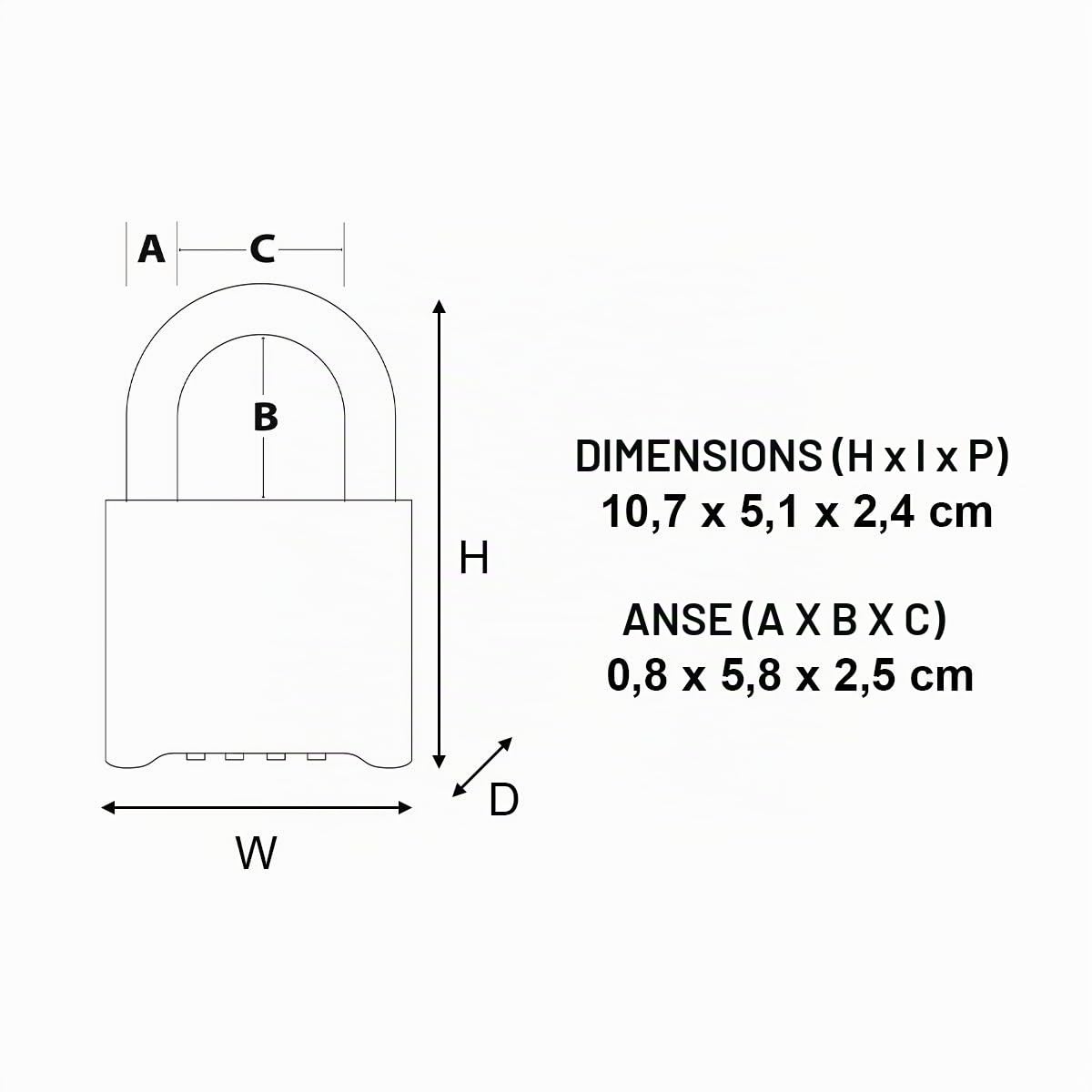 Master Lock 175EURDLH Cadenas à Combinaison Certifié en Zinc et Finition Laiton et Anse Longue, Doré, 10,7 x 5,1 x 2,4 cm