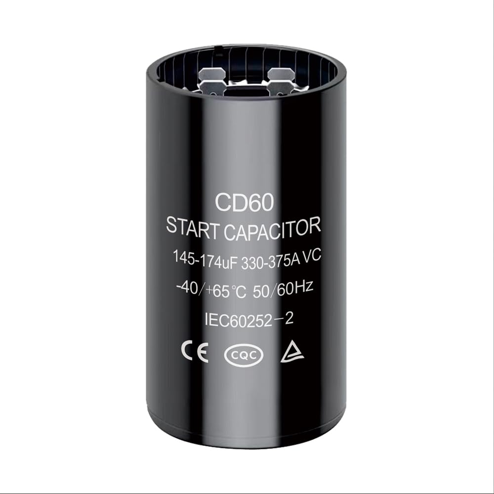 145-174 uf/MFD CD60 Round Start Capacitor ±20% 50/60 Hz 330-375 VAC Round Motor Well Pump Start Capacitor (145-174 uf/MFD, 1)
