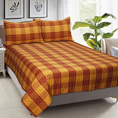Image of AIRWILL, 200GSM Handloom Cotton Double Bedsheet with 2 Pillow Covers (Beast Maroon)