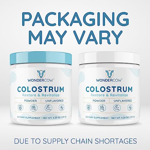 Wondercow Colostrum Powder Supplement For Gut Health, Immune Support, Muscle Recovery & Wellness | 40% Igg Highly Concentrated Pure Bovine Colostrum Superfood, Gluten Free, Unflavored, 60 Servings #TOP1