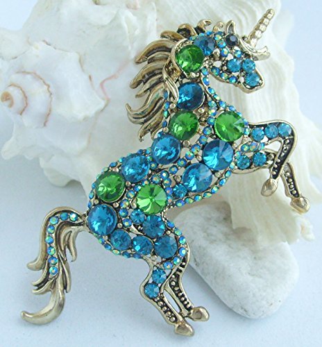 Image of Unique Animal Unicorn Horse Brooch Pin Pendant Austrian Crystal BZ6172
