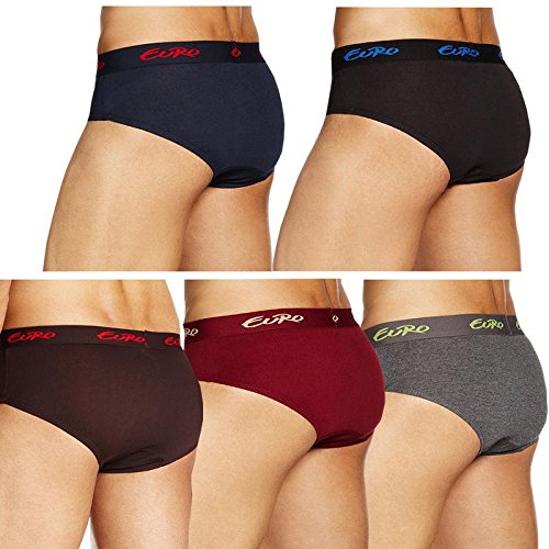 Image of EURO Rupa Men's Multicolor Cotton Brief Pack of 5