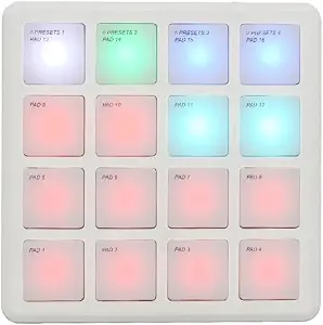 16-Pad Wireless USB MIDI Controller - Compact Portable Drum Pad for Music Production