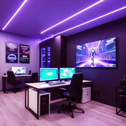 Image of 16.4 Feet LED Neon Strip Light | 12V Adapter, Waterproof IP65, Silicone Flexible Rope Light for Home Wall Decor & Gaming Room| Led Strip Lights | Neon Lights 5 Meter | (Purple)