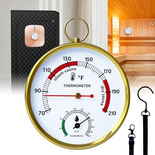 Judkoir Sauna Thermometer Fahrenheit and Hygrometer, Upgraded Lanyard-Mounted for Portable Steam Sauna Box, Ideal for Infrared/Indoor/Home Use, Essential Accessory and Gift for Enthusiasts