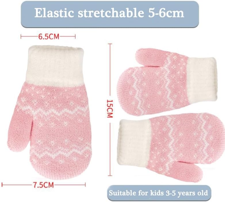 Kid's Knitted Mittens with Rope - Soft, Warm Winter Mittens for Kidsfor 3-5 years - Image 3