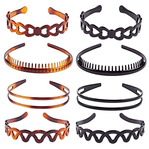 BIUDECO 8pcs Thick Headband for Festival Simple Wave Hair Hoops Fashion Hair Jewelry Unisex Personality Headbands Slip Hoop for Women Men