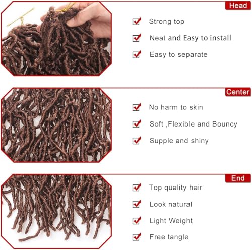 Xtrend 7Packs 30 Inch Nu Faux Locs Crochet Hair Dark Brown Natural Goddess Faux Locs Soft Locs Wavy Dreadlock Crochet Hair Extensions 12strands/pack for Black Women 30# - Image 3