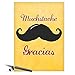 8.5 x 11 Inch Thank You Greeting Card w/Envelope - Funny & Large 'Muchstache Gracias' for Bearded Men - Witty Mustache Design Notecard - Personalized Thanks to Guys, Dad, Boyfriend J9953