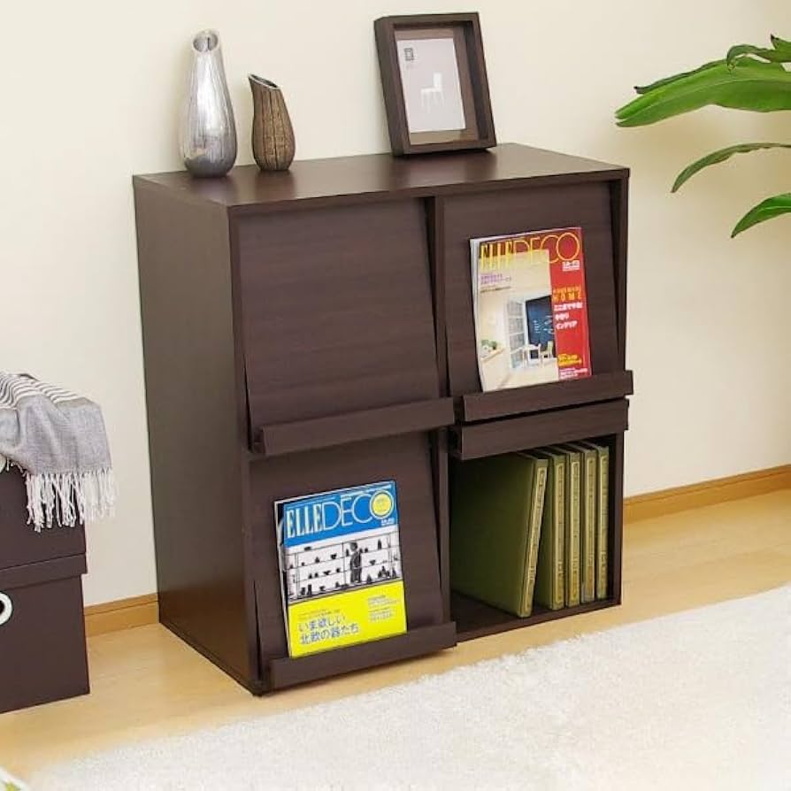 Amazon｜ディスプレイラック 2列2段 収納棚 フラップチェスト