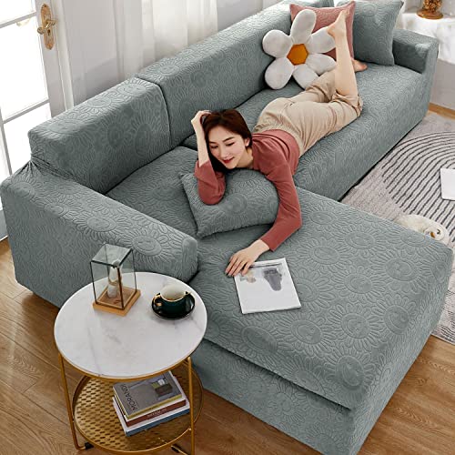 2 pcs sofabezug ecksofa couchbezug l form für Sofagarnitur für Wohnzimmer,Stretch Sofabezug L Form beige sofa überzug 3 sitzer, sofaüberwurf Sofa-Möbelschutz,Sofabezüge für Hunde,Haustiere,Grau Cover