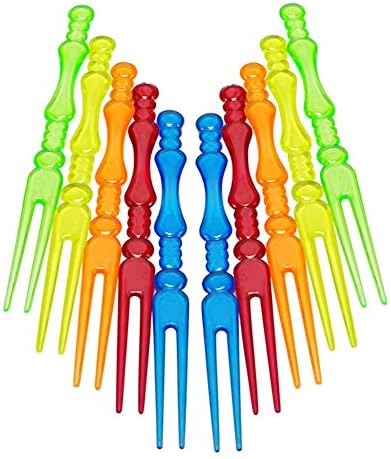 400PCS Disposable 4" Plastic Cocktail Picks Fruit Forks Cocktail Sticks Party Supplies Plates Picks Cake Forks Dessert Forks (Multicolor)