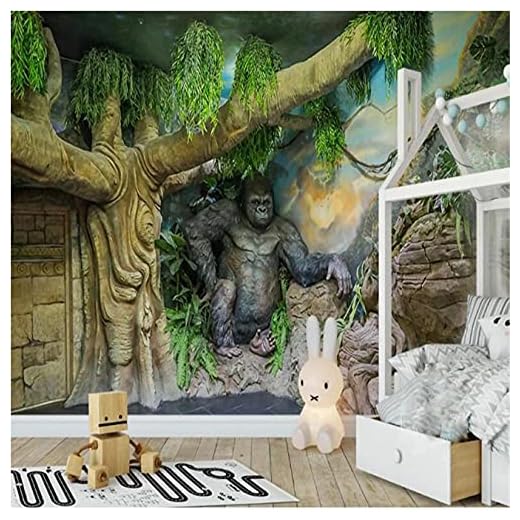 Anpassad stor väggmålning väggbeklädnad handmålad gorilla barn vardagsrum sovrum TV bakgrund tapet väggmålning-250 x 175 cm