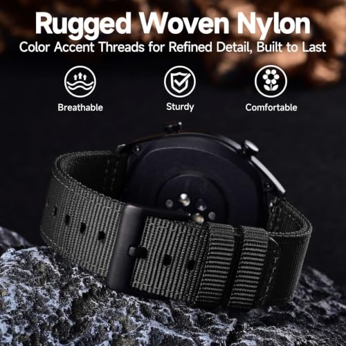 Image of WOCCI Nylon Watch Bands, Contrast Woven Design, Quick Release, Stainless Steel Buckle, Band Width 20mm 22mm 24mm 26mm